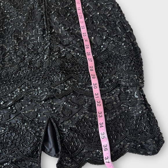 Vintage 80s Brilliante by J.A. Silk Beaded Shift Dress Black – Size 6 - Picture 14 of 14
